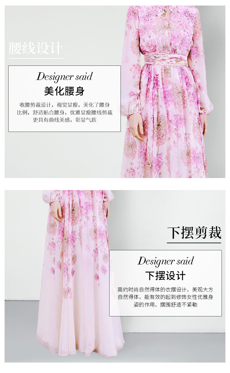 Original design for spring and summer three bedroom pleated 6-meter printed large skirt