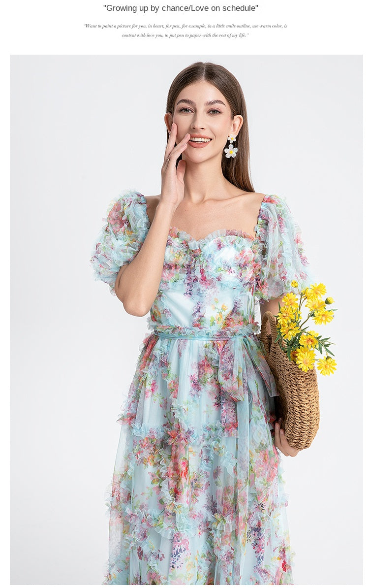 Original design Meizhong exquisite palace style French romantic waist cake skirt