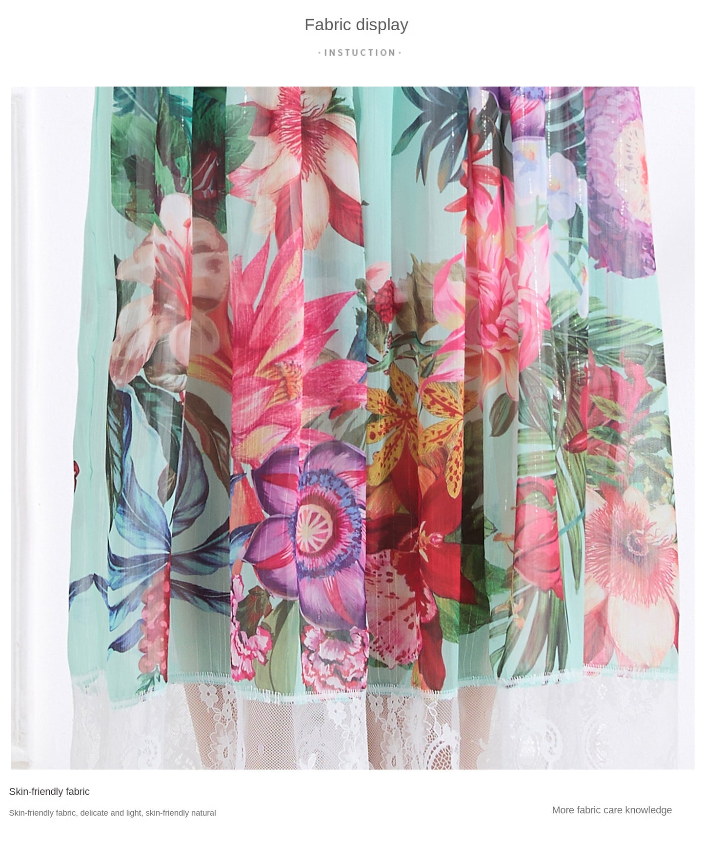 Original design: resort-style V-neck lace print suit, waist-cinching ruffled maxi dress