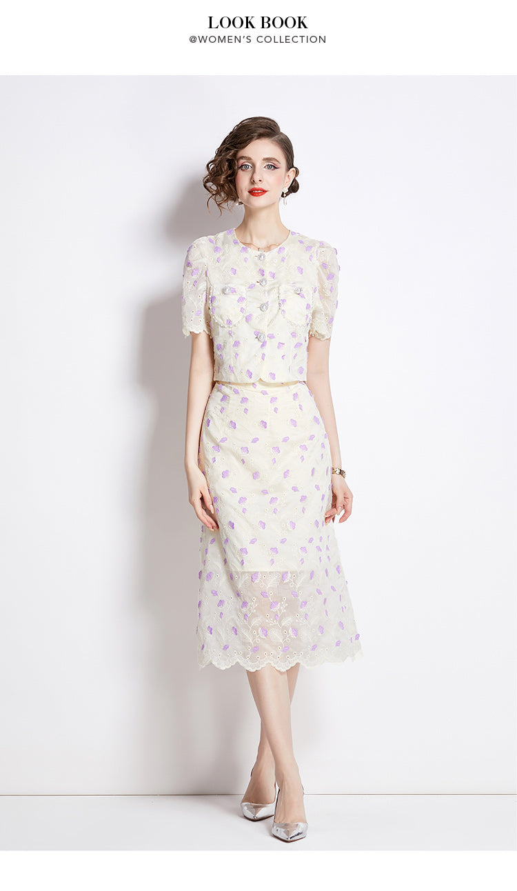 Original design high-end temperament paired with half skirt two-piece set, small fragrance fashion set