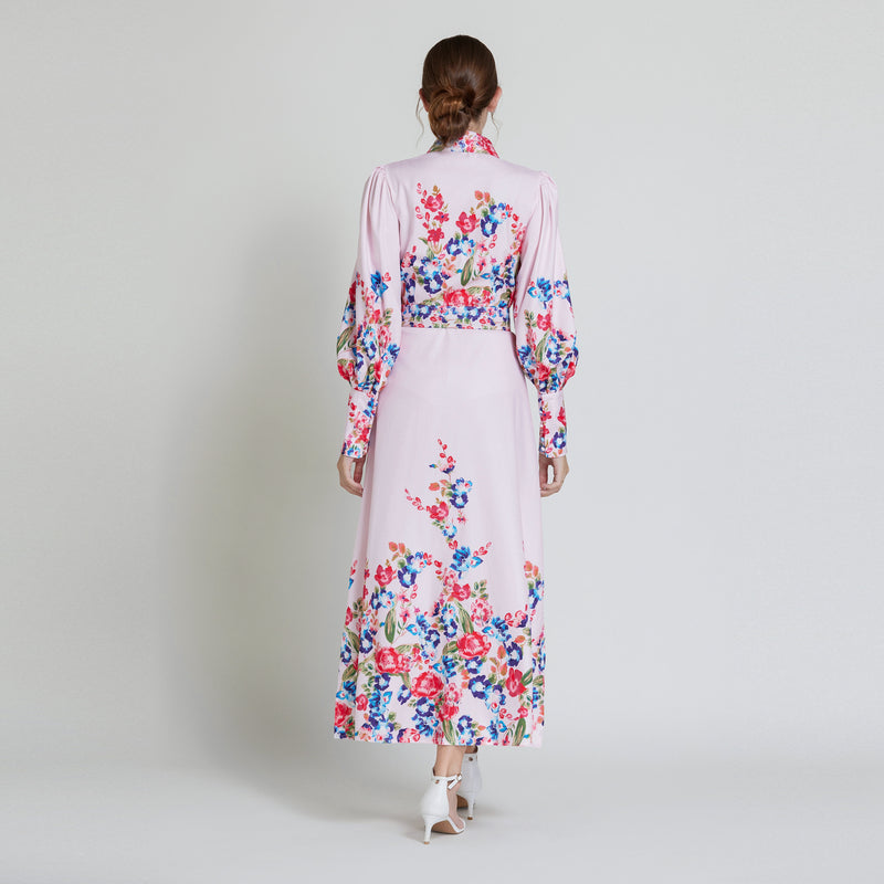 Original design lapel single breasted long dress with belt