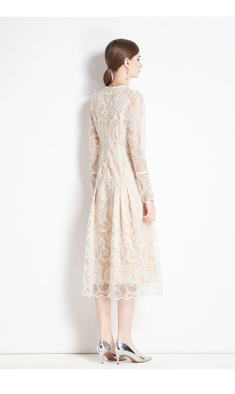 Original design for spring and summer long sleeved lace fashionable slim fit dress for women
