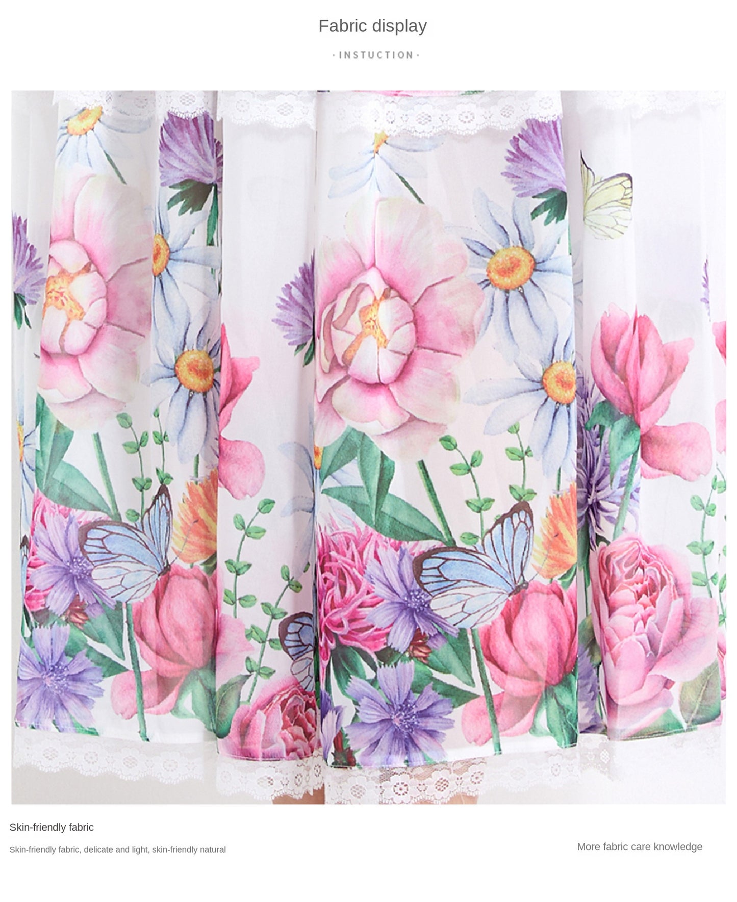 Original design - spring and summer fake lace cake skirt floral print waist ruffle skirt