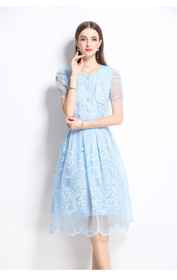 Original design for spring and summer small fragrance style set light luxury and high-end water-soluble lace skirt two-piece set