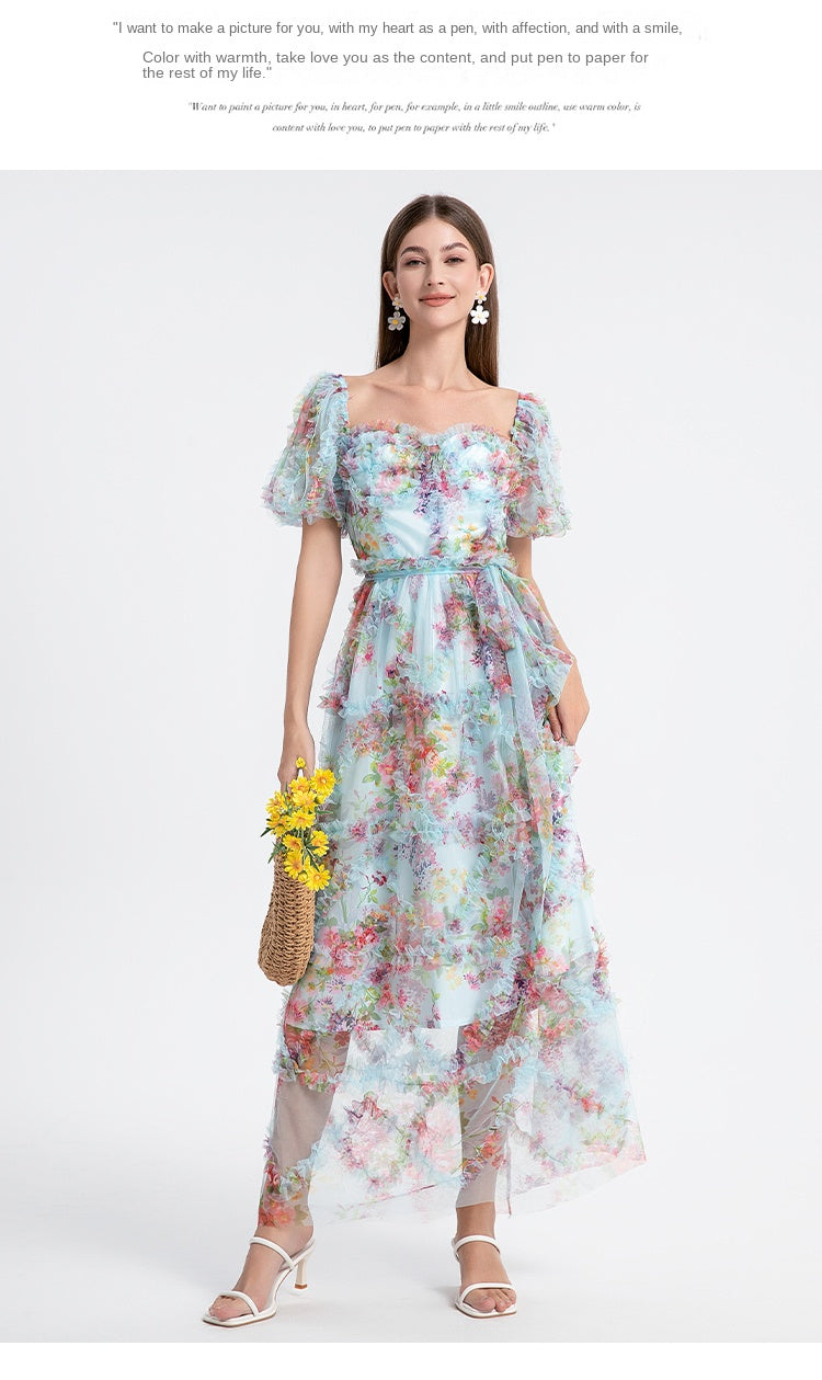 Original design Meizhong exquisite palace style French romantic waist cake skirt