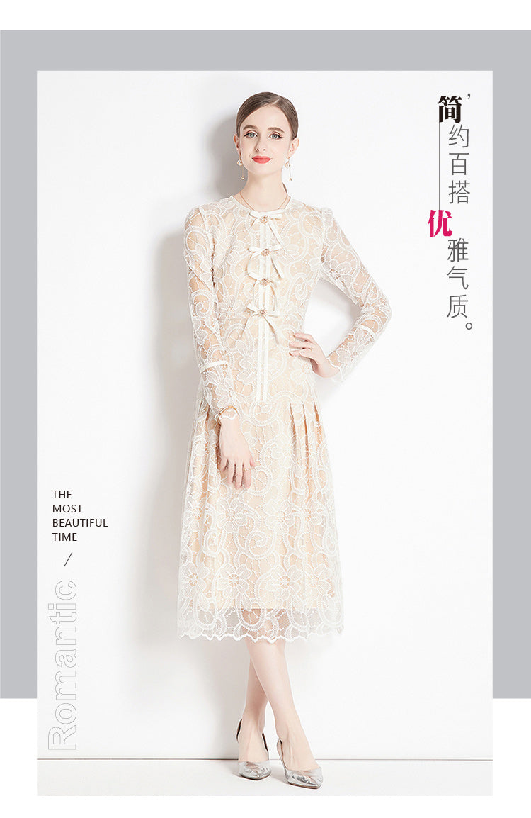 Original design for spring and summer long sleeved lace fashionable slim fit dress for women