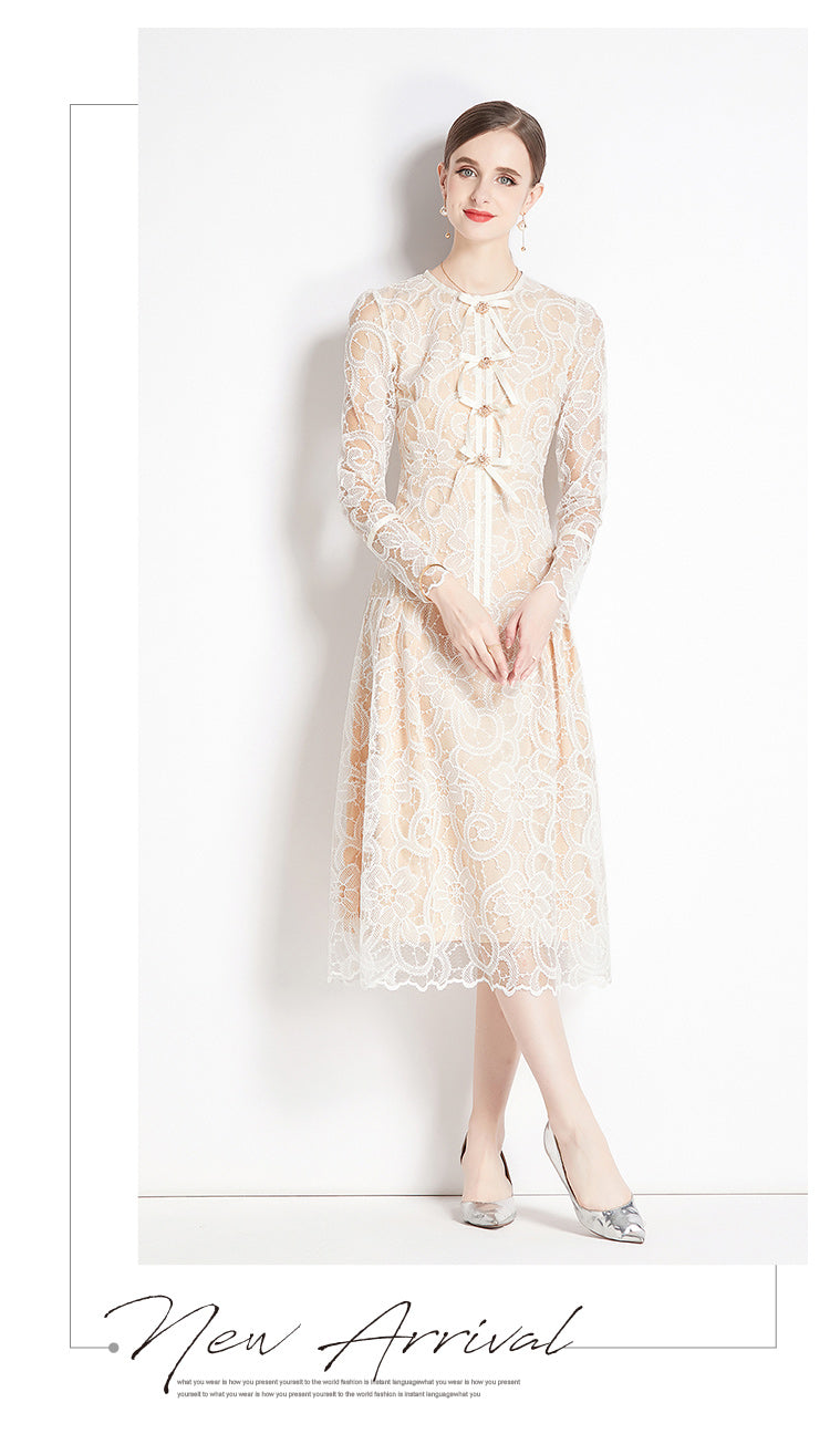 Original design for spring and summer long sleeved lace fashionable slim fit dress for women