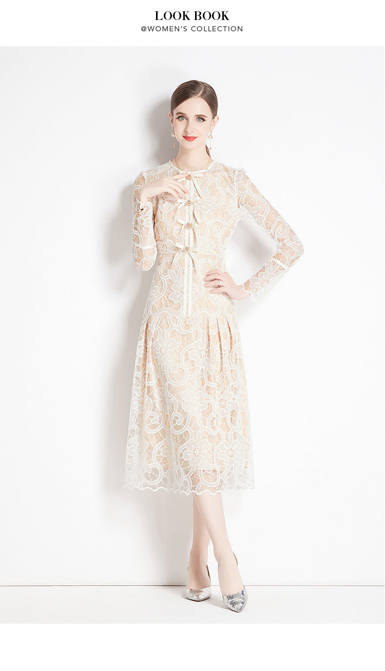 Original design for spring and summer long sleeved lace fashionable slim fit dress for women
