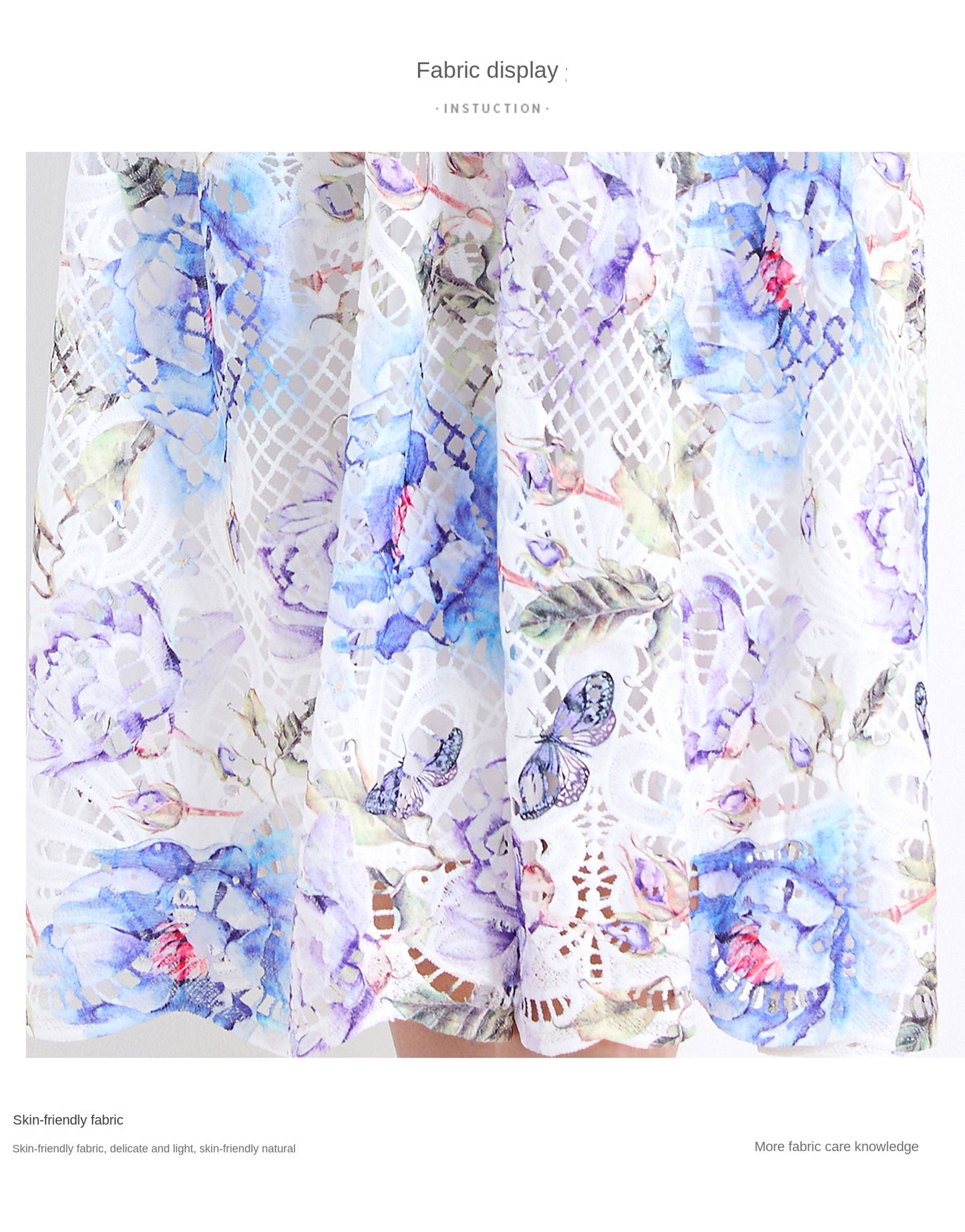 Original design - Spring/Summer vintage stand collar floral print heavy industry water-soluble long waist lace dress