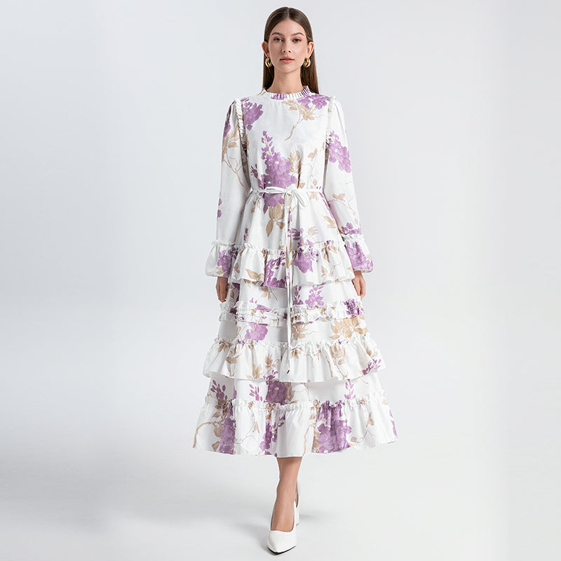 Original design: spring, summer, autumn, art, palace style, double print, loose version of the temperament cake skirt