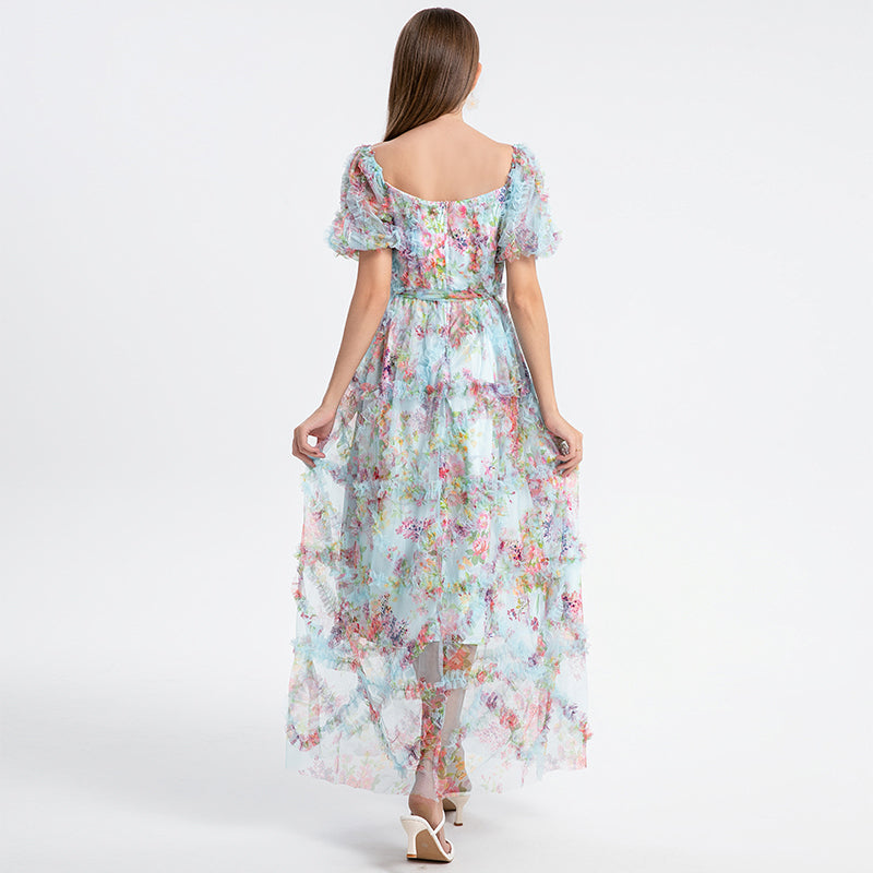 Blue beauty heavy industry boutique palace style French romantic waist cake dress