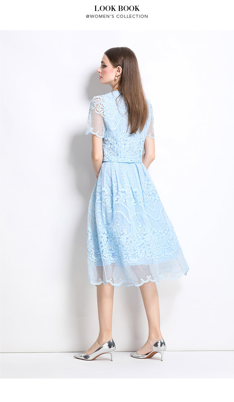 Original design for spring and summer small fragrance style set light luxury and high-end water-soluble lace skirt two-piece set