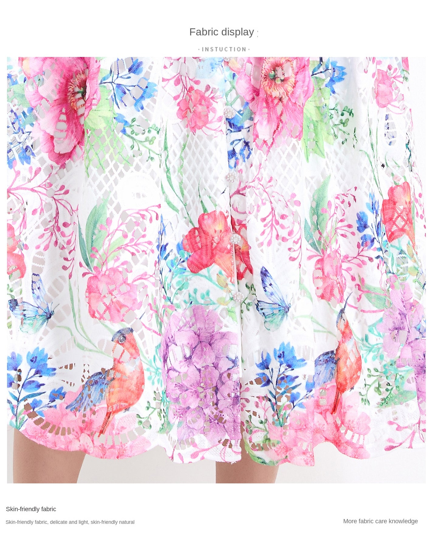 Original design - Spring/Summer vintage stand collar floral print heavy industry water-soluble long waist lace dress