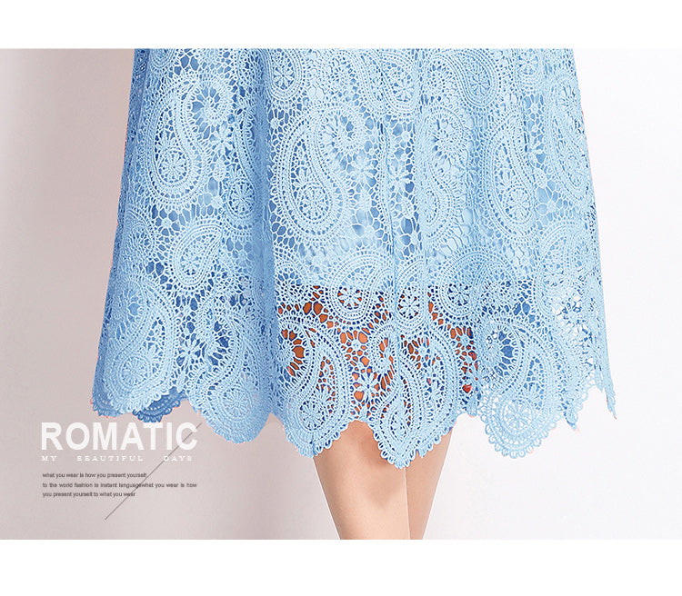 Original design for spring and summer small fragrance style set light luxury and high-end water-soluble lace skirt two-piece set