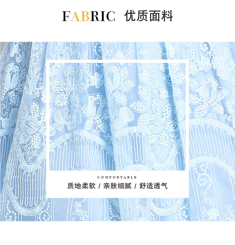 Original design for spring and summer small fragrance style set light luxury and high-end water-soluble lace skirt two-piece set