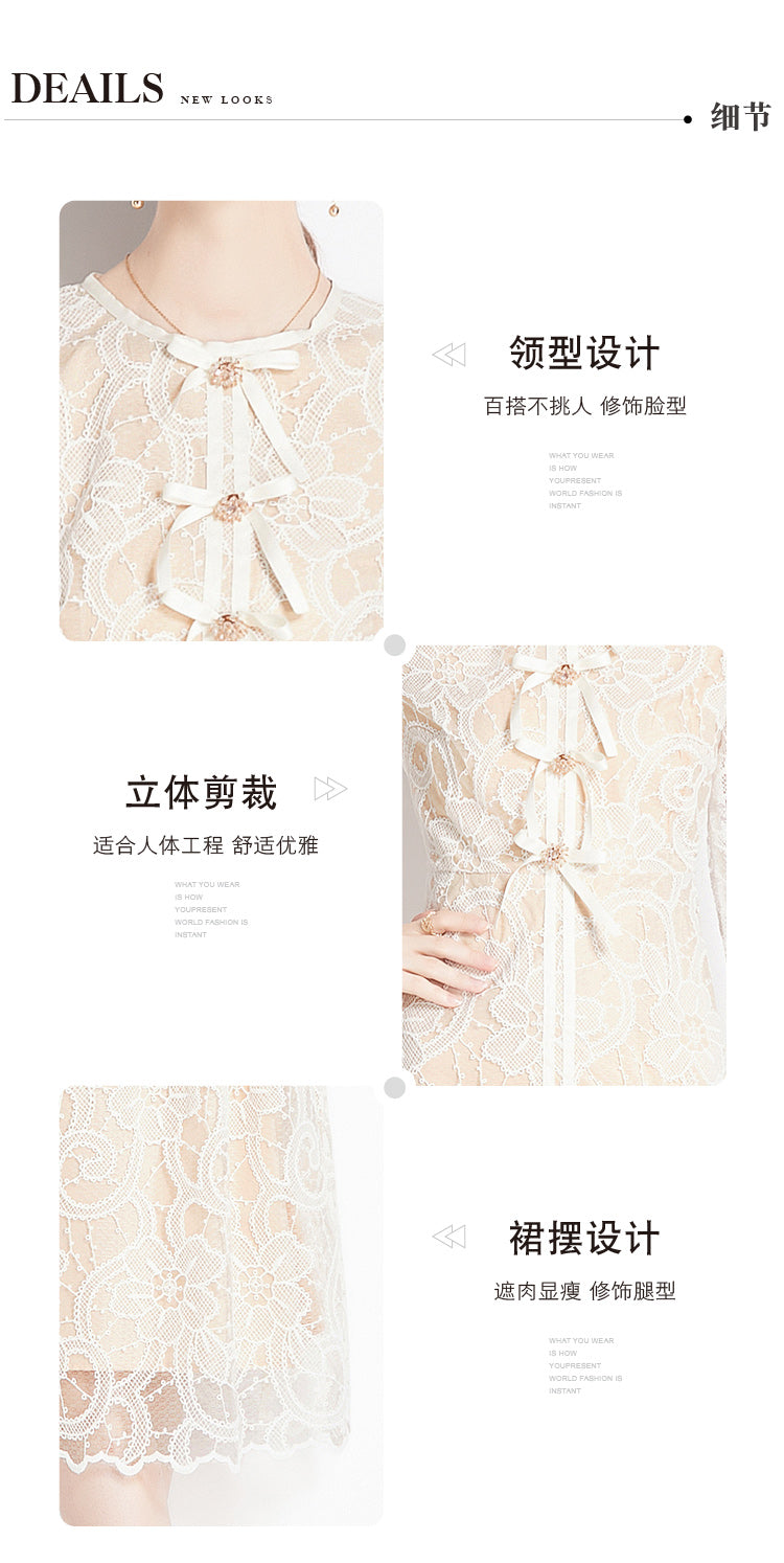 Original design for spring and summer long sleeved lace fashionable slim fit dress for women