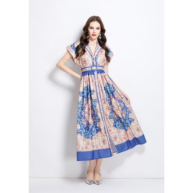 Original Design Spring/Summer Flower Oil Painting Style Long Dress