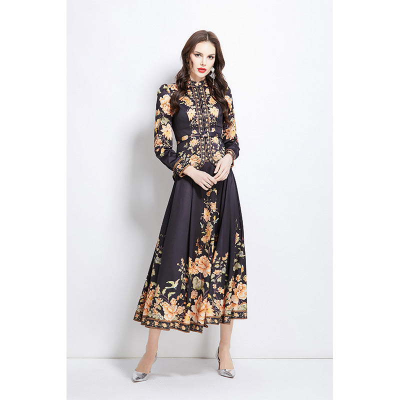 Original design for spring and summer ethnic style shirt top, mid length skirt set
