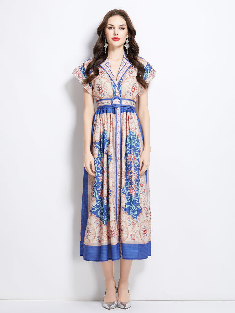 Original Design Spring/Summer Flower Oil Painting Style Long Dress
