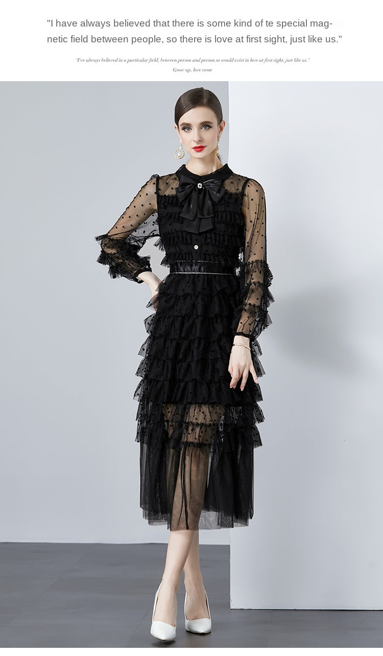 Original design polka dot small fragrance boutique fashion big bow cake skirt