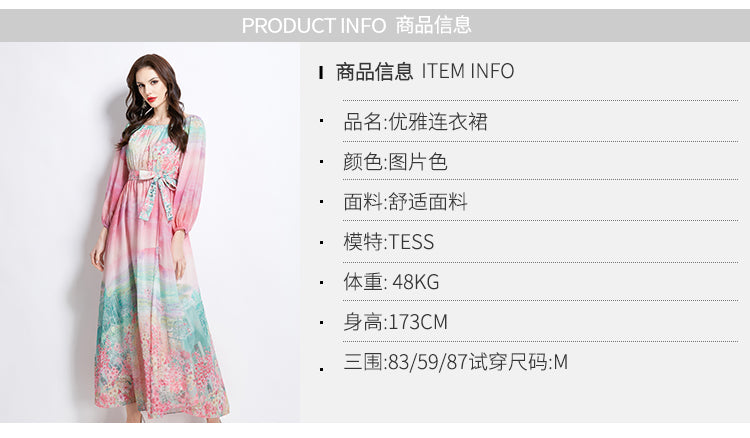 Original Design Spring/Summer Retro Flower One Shoulder Long Dress