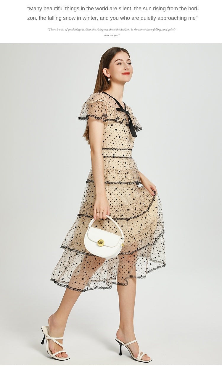 Original Design Heavy Industry Boutique Embroidery Plush Wave Point Wave style Shawl Cake Vintage Dress