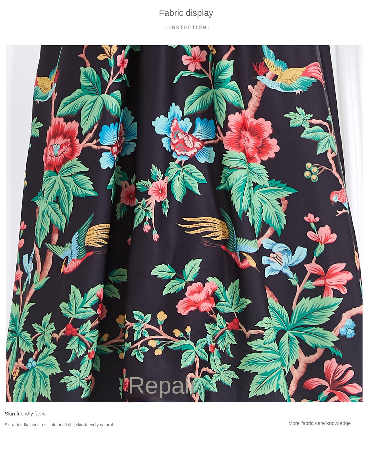 Original design Spring/summer resort-style V-neck, linen, floral, printed, balloon-sleeved, waist-cinching, ruffled maxi skirt