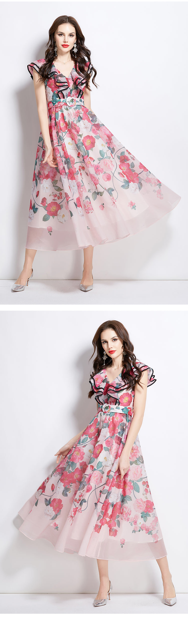 Original Design Spring/Summer Vacation New Oil Painting Style Flower Printed Long Dress