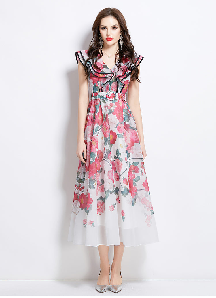Original Design Spring/Summer Vacation New Oil Painting Style Flower Printed Long Dress