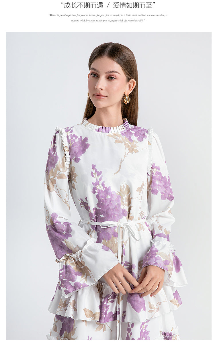 Original Design Heavy Industry European and American Palace Style Double Printed Loose Edition Temperament Cake Skirt