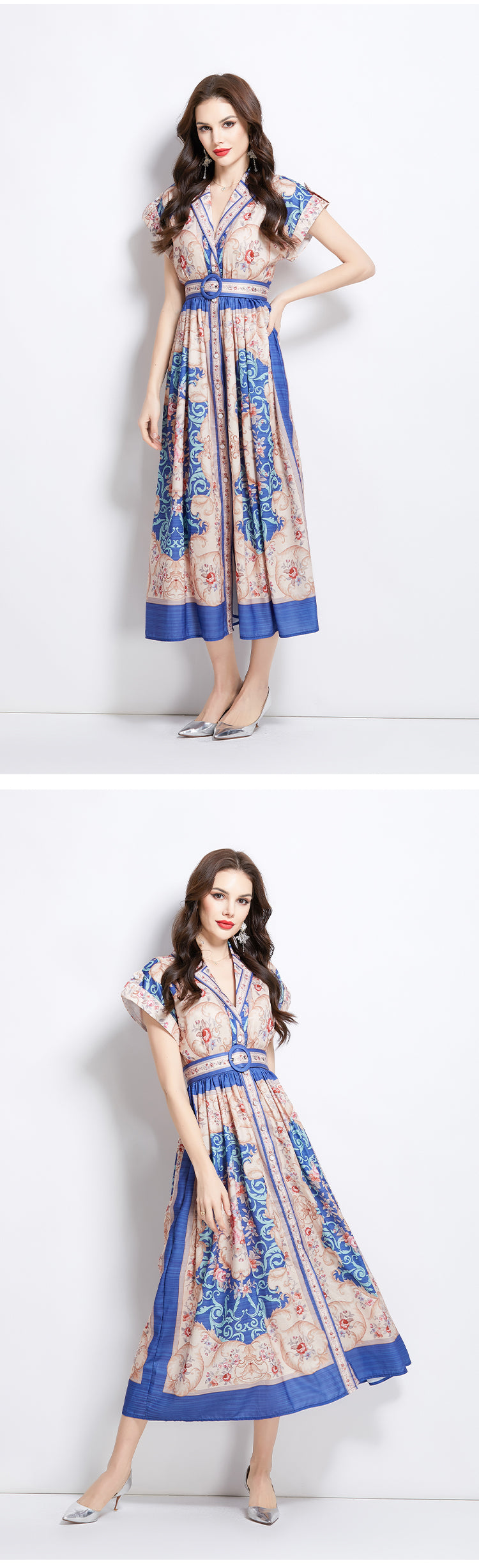 Original Design Spring/Summer Flower Oil Painting Style Long Dress