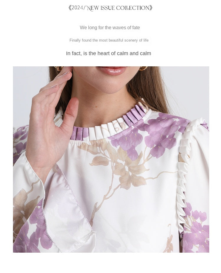 Original design: spring, summer, autumn, art, palace style, double print, loose version of the temperament cake skirt