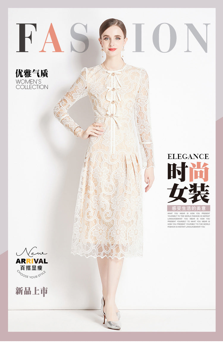 Original design for spring and summer long sleeved lace fashionable slim fit dress for women