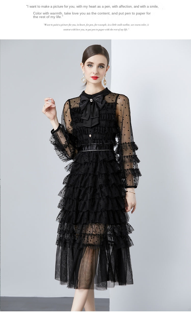 Original design polka dot small fragrance boutique fashion big bow cake skirt