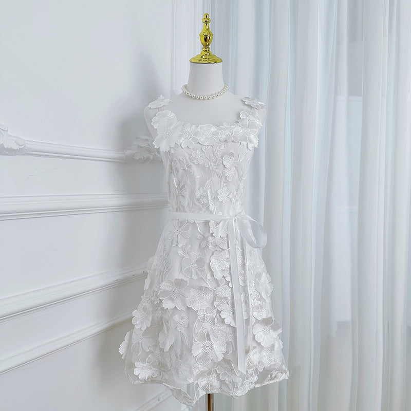 Original Design Embroidered Boutique Color Stereoscopic Handmade Flower Binding Adjustable Strap Strap Dress