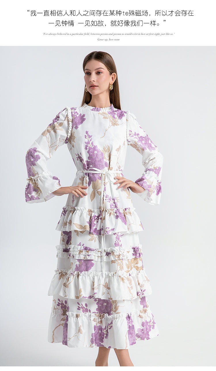 Original Design Heavy Industry European and American Palace Style Double Printed Loose Edition Temperament Cake Skirt