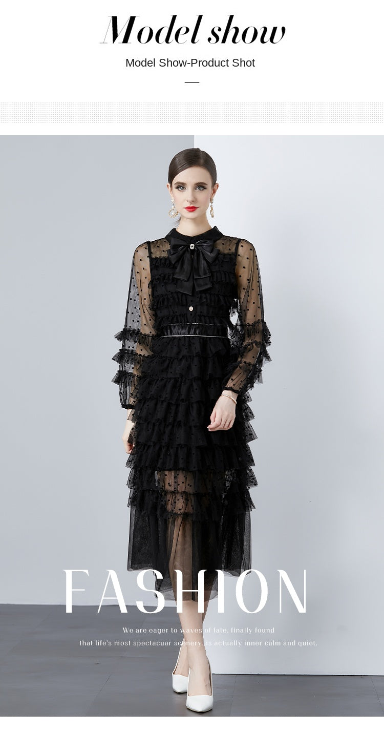 Original design polka dot small fragrance boutique fashion big bow cake skirt