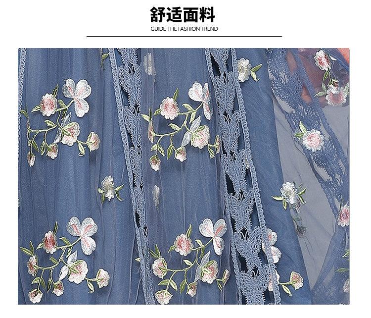 Original Design Heavy Industry Fine Embroidery Mesh French Long Style Super Fairy Sweet Dress