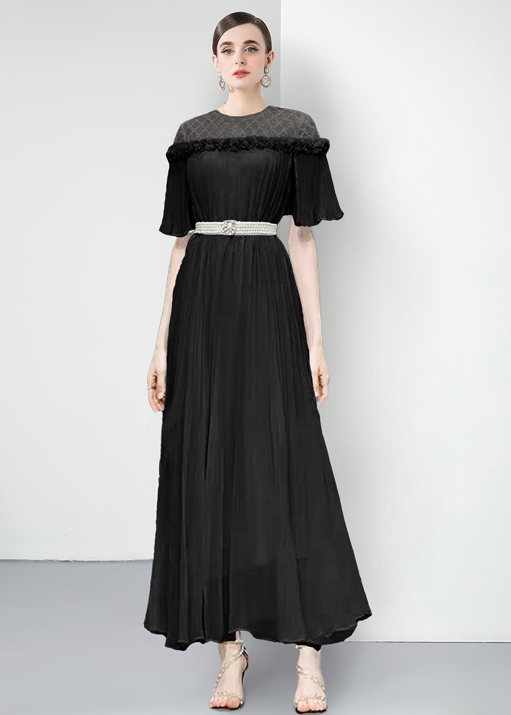 Original design for spring and summer three bedroom pleated oversized skirt