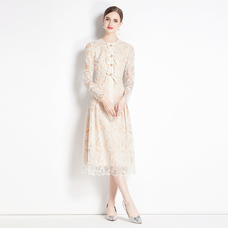 Original design for spring and summer long sleeved lace fashionable slim fit dress for women