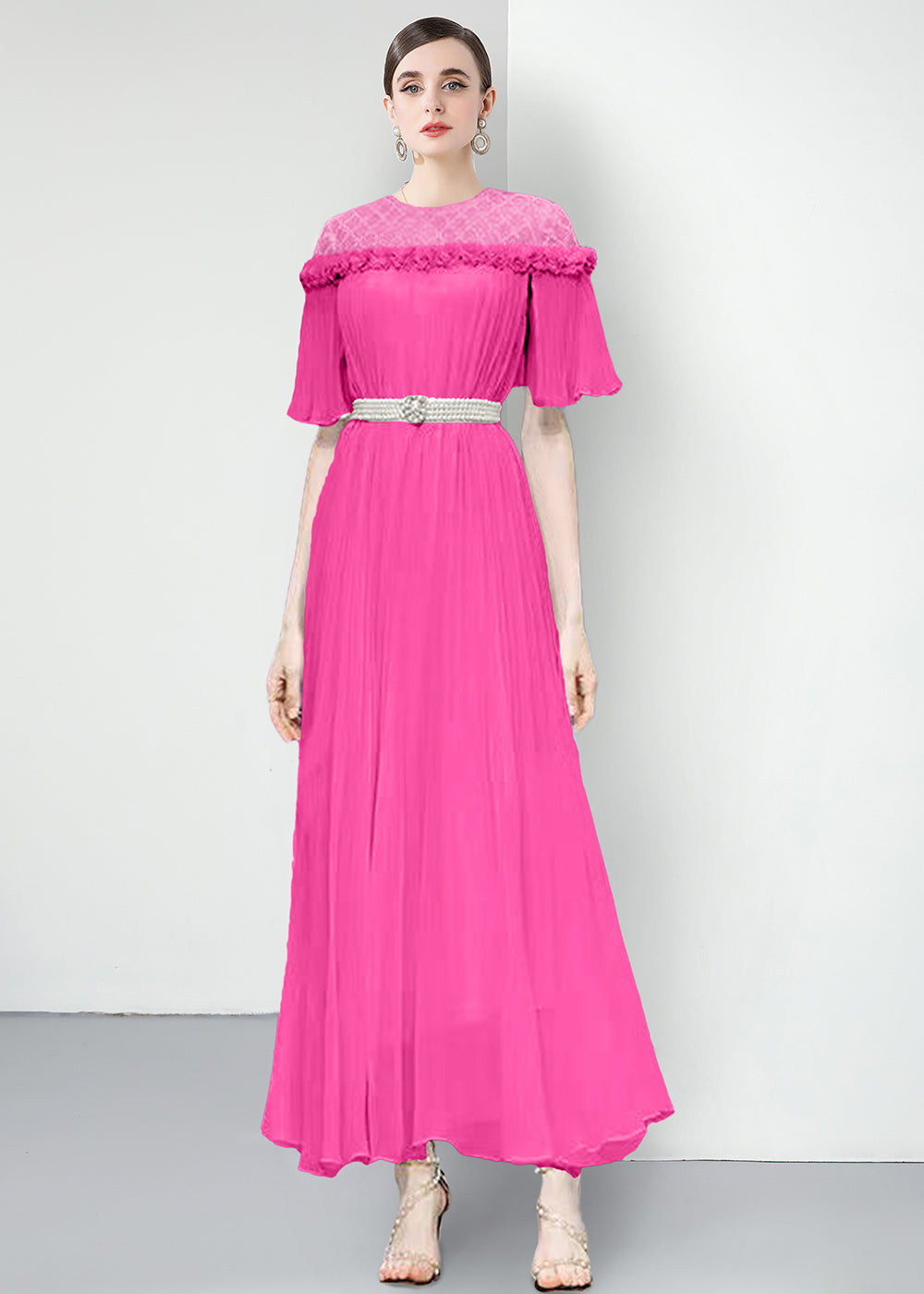 Original design for spring and summer three bedroom pleated oversized skirt