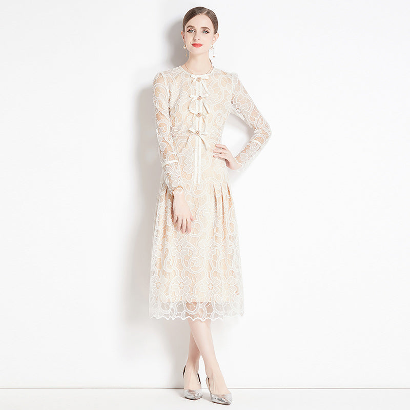 Original design for spring and summer long sleeved lace fashionable slim fit dress for women