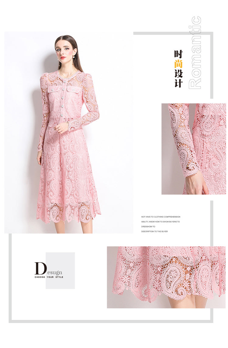 Original design for spring and summer small fragrance style set light luxury and high-end water-soluble lace skirt two-piece set