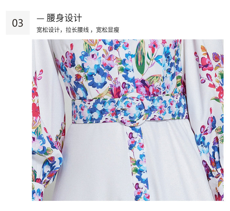 Original design lapel single breasted long dress with belt