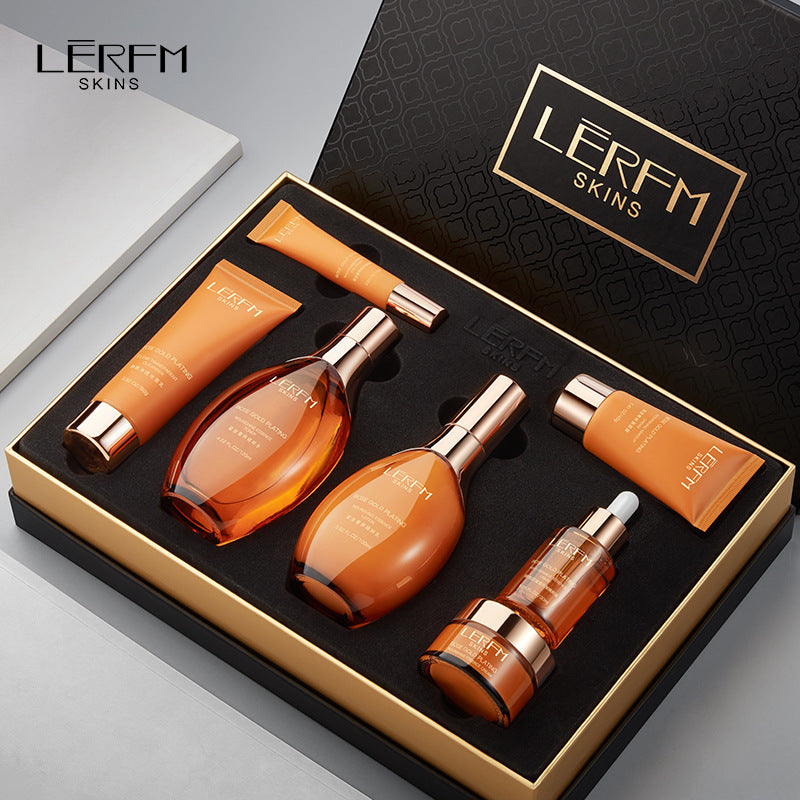 LERFM Fangke Glass Color for Gilding Anti-Wrinkle Seven-Piece Set Moisturizing Brightening Beauty Salon Skin Care Products Wholesale