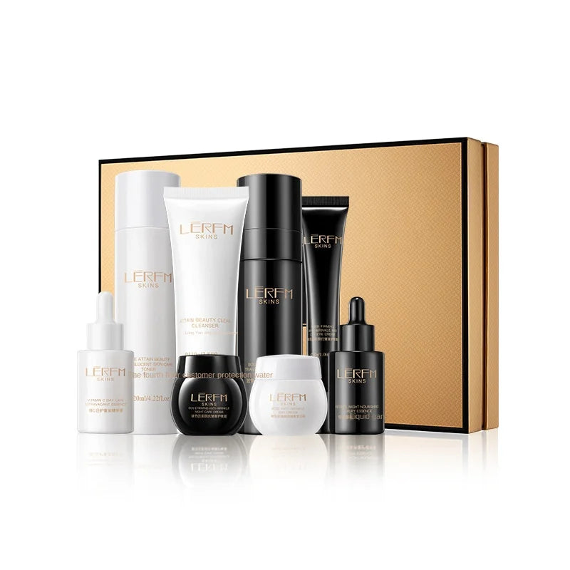 LERFM Fangke Glass Color Anti-Wrinkle Luxury Care Eight-Piece Set Skin Care Products Box Moisturizing Box Wholesale