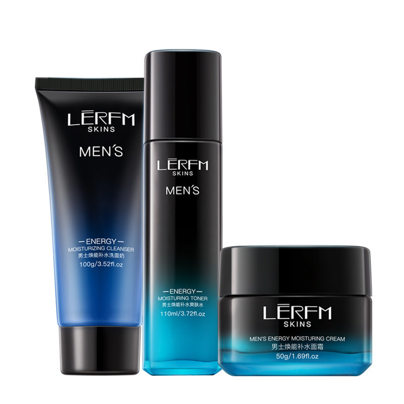 LERFM Fangke Men's Huanneng Hydrating Three-Piece Set Moisturizing and Oil Controlling Skin Care Products Set Tiktok Same Style Factory Direct Sales