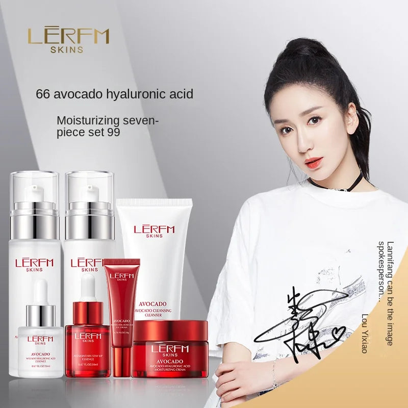LERFM Fangke Avocado Hyaluronic Acid Moisturizing Seven-Piece Moisturizing Nourishing Translucent Hydrating Facial Skin Care Kit