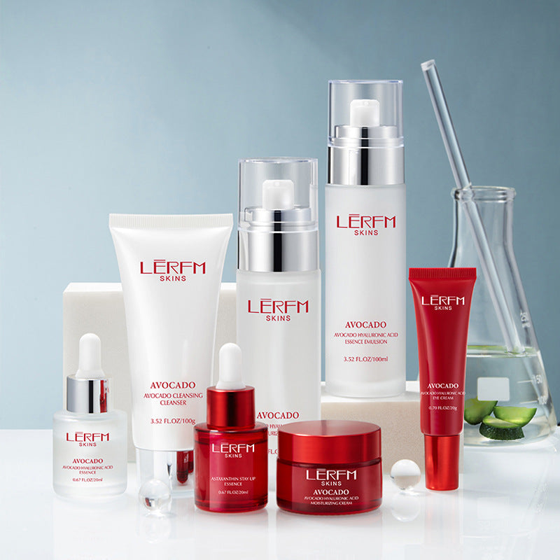 LERFM Fangke Avocado Hyaluronic Acid Moisturizing Seven-Piece Moisturizing Nourishing Translucent Hydrating Facial Skin Care Kit