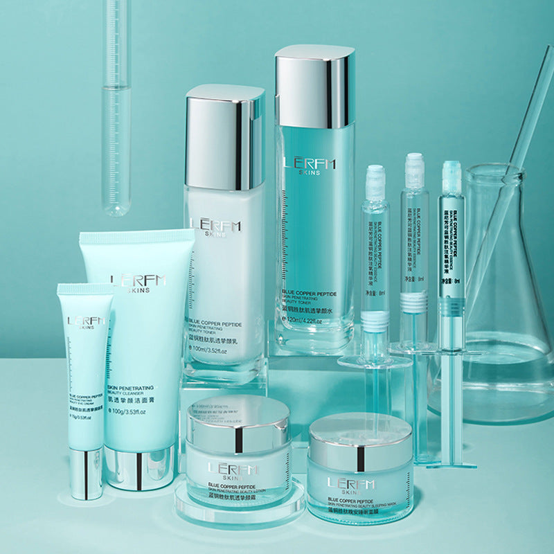 LERFM Fangke Blue Copper Peptide Transdermal Yan Nine-Piece Set Skin Care Products Box Moisturizing Box Wholesale